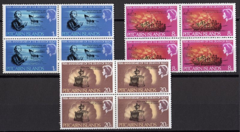 Pitcairn Islands 1967 Sc#85/87 ADMIRAL BLIGH AND THE BOUNTY Block of 4 MNH