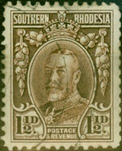 Southern Rhodesia 1933 1 1/2d Chocolate SG16c P.12 Fine Used Stamp 