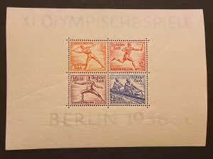 Germany 1936 #B92 Mi Block 6 Souvenir Sheet VF Mint NH