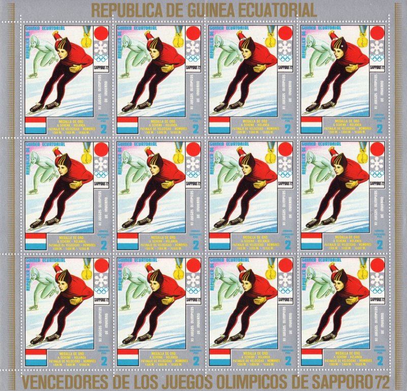 Equatorial Guinea 1972 Mi#66/72 SAPPORO OLYMPIC WINNERS 7 MINI-SHEETLETS MNH