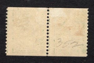 USA 1909 1¢ Coil Pair Perf 12, DLwmk, 25mm - OG MH - SC# 352   (ref# 204093)