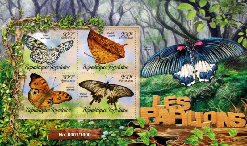 TOGO 2016 SHEET BUTTERFLIES INSECTS tg16202a