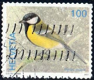 Bird, Parus Major, Switzerland stamp SC#1274 Used