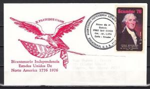 Ecuador, Scott cat. C589 only. G. Washington on Bicentennial. First day cover. ^