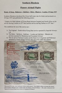 1937 Salisbury Southern Rhodesia First Flight Cover To Peel Isle Of Man FDC