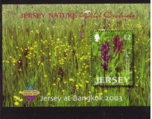 Jersey Sc 1084a 2003 Wild Orchids stamp souvenir sheet mint NH Bangkok