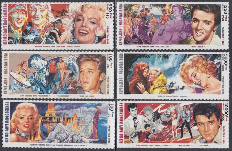 MALAGASY REPUBLIC Sc # 1289-94 CPL MNH SET of 6 MARILYN and ELVIS