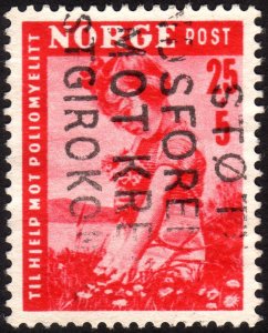 1950, Norway, 25+5ö, Used, Sc B48