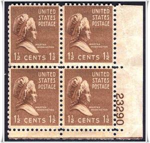 SC#805 1½¢ Martha Washington PB (1938) MNH