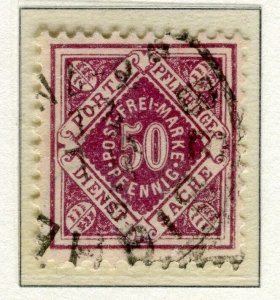 WURTTEMBERG; 1921 early Numeral issue fine used 50pf. value