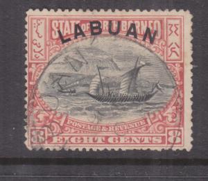 LABUAN, 1897 Dhow 8c. Rose Red & Black, perf. 14 1/2-15, used, cds. cancel.