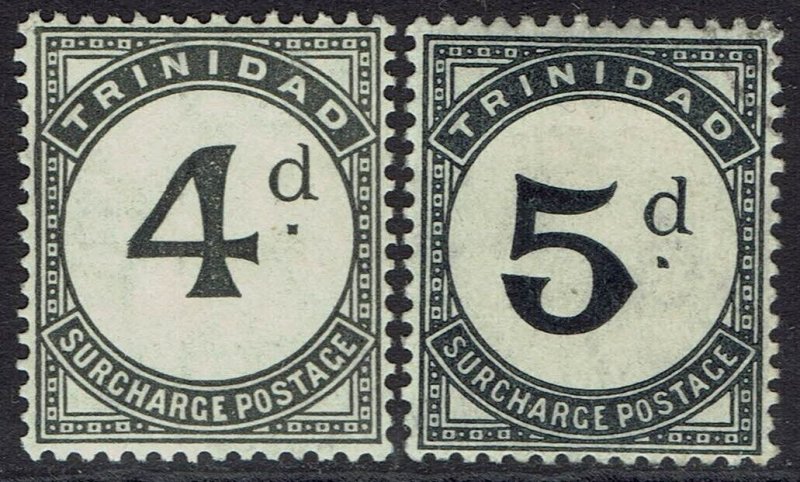 TRINIDAD 1905 POSTAGE DUE 4D AND 5D WMK MULTI CROWN CA