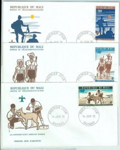 67149 - MALI - POSTAL HISTORY - SET OF 3 FDC COVERS 1976: BOY SCOUTS-