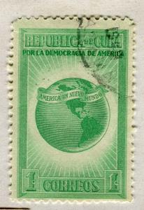 SPANISH CARIBBEAN;  1942 early Democracy issue fine used 1c. value