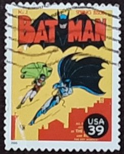 US Scott # 4084o; used 39c Batman cvr  from 2006; VF centering; off paper