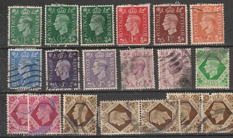 #235-40,263,243-45,248 Great Britain Used George VI