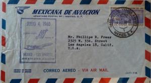 J) 1960 MEXICO, 50th ANNIVERSARY OF THE NATIONAL AVIATION, MAP, AIRMAIL, CIRCULA