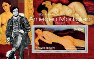 S. TOME & PRINCIPE 2010 - 90th Anniversary or Death of Amadeo Modigliani