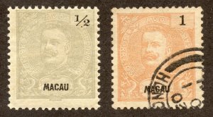 Macao Scott 75-76 Unused/Used H - 1898 King Carlos, Perf 11.5 - SCV $4.75