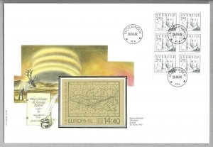 1982    SWEDEN  -  EUROPA '82  NORTHERN LIGHT, FIRST DAY COVER    -  USED