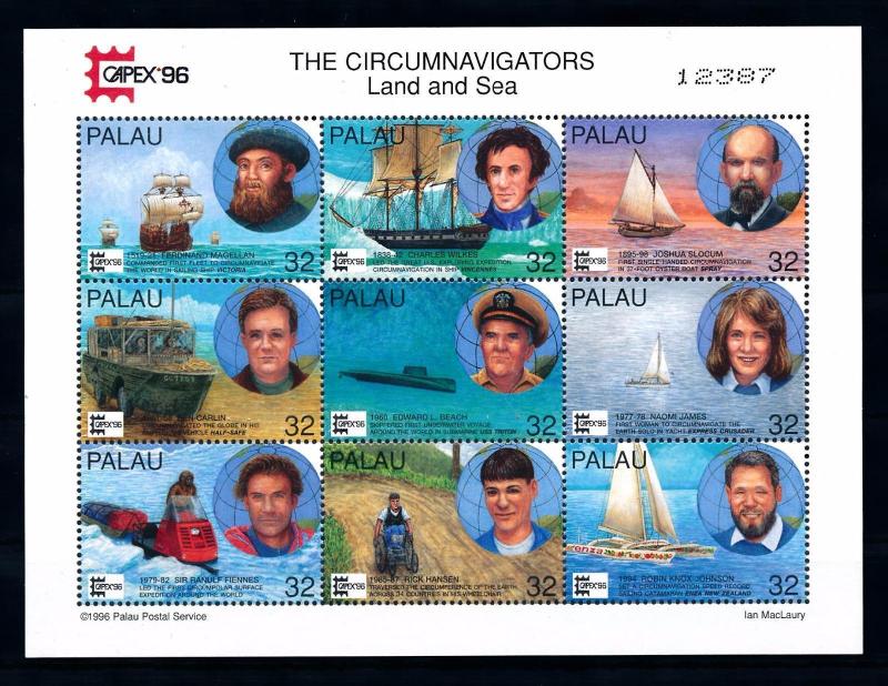 [56646] Palau 1996 Circumnavigators Ship boats MNH