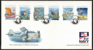 ALDERNEY 2009 Naval Aviation Centenary FDC; Scott 350-55; MNH