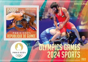 Stamps. Olympics games in Paris 2024 Guinea 2022 year 6 sheets perforated