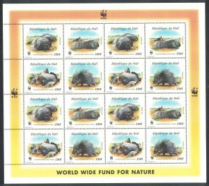 Mali WWF Crested Porcupine Sheetlet of 4 sets 1998 MNH SC#918 a-d MI#1974-1977