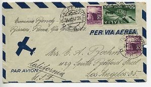 Air Mail Lire 50 + complementary on cover by air for the USA