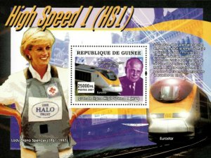 Guinea 2007 - High Speed 1 Railway, Eurostar, Diana - Souvenir Sheet - MNH