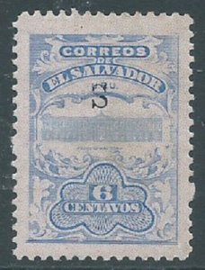 El Salvador, 1915-16 Unissued National Palace type. S Ovpt, 6c, MH