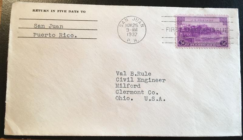801, Puerto Rico, First Day Cover, historical piece, Vic's Stamp Stash