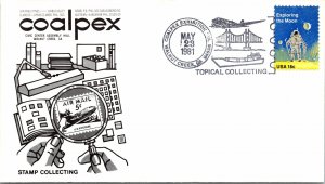 TOPICAL STAMP COLLECTING SPECIAL PICTORIAL POSTMARK COALPEX CACHET 1981 - TYPE 4