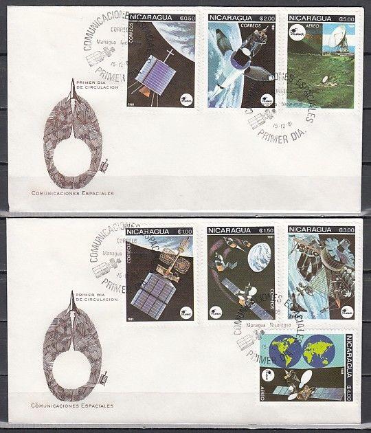 Nicaragua, Scott cat. 1129-1132, C989-C991. Space issue on 2 First day covers.