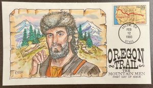 2747 Collins Hand Painted cachet Oregon Trail - The Mountain Men 1993