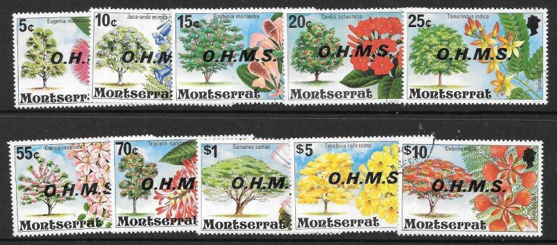 MONTSERRAT SGO7/16 1975 OHMS OVERPRINT SET FINE USED