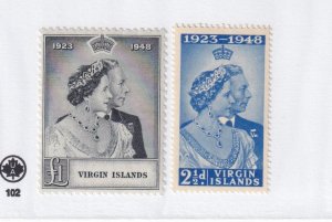 VIRGIN ISLANDS # 90-91 VF-MVVLH KGV1 1948 SILVER WEDDING NICE SET