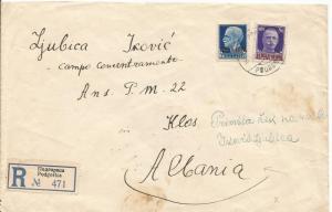 1942 Podgorica Yugoslavia Cover to Klos Albania Internment Camp Italy stamps