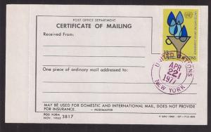 UN: #283 13c Water 1st day cncl USPS Certificate of Mailing