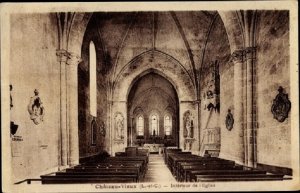 France 1940 Postcard Chateauvieux Loir et Cher, Interior of the Church VF Posted