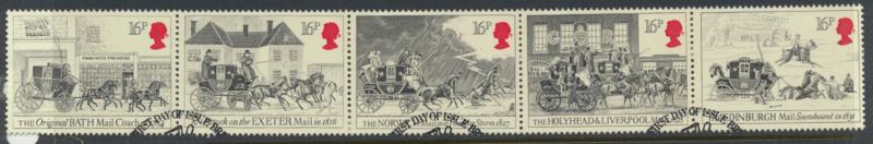 Great Britain  SG 1258a SC# 1066a Used  FU with First Day Cancel - Mail Coaches