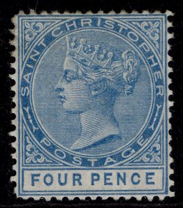 ST KITTS-NEVIS - St Christopher QV SG8, 4d blue, M MINT. Cat £225.