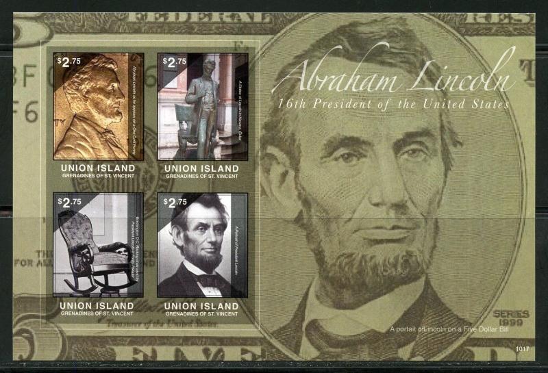 UNION ISLAND  16th PRESIDENT ABRAHAM LINCOLN  IMPERFORATE SHEET I   MINT NH