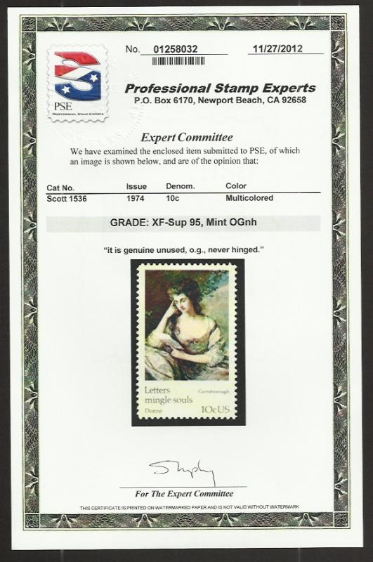 # 1536 MINT NEVER HINGED THOMAS GAINSBOROUGH P.S.E. GRADE 95