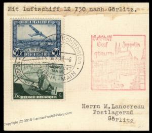 Belgium 1939 Zeppelin Germany Si458 Goerlitz Deutschlandfahrt LZ130 Flight 90720