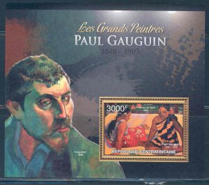 CENTRAL AFRICA 2012  THE GREATEST PAINTERS PAUL GAUGUIN  SOUVENIR SHEET NH