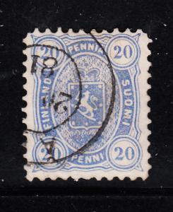 Finland 1875-81 used Scott #21a 20p Coat of Arms, blue Cancel Abo 81