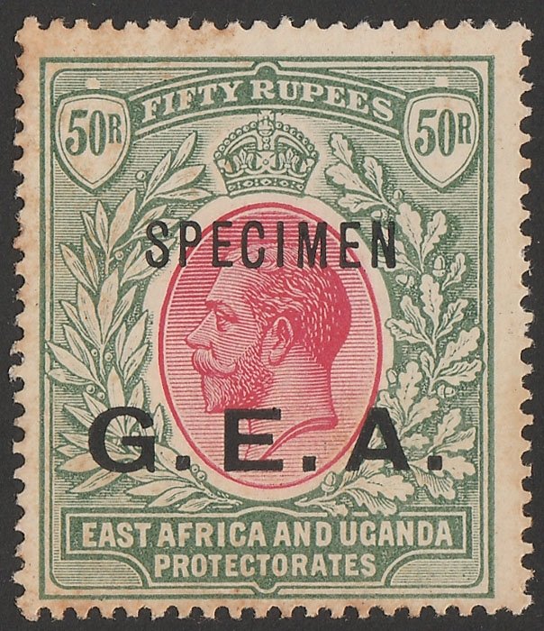 TANGANYIKA 1917 'GEA' on KGV 50R carmine & green, SPECIMEN. MNH **. 