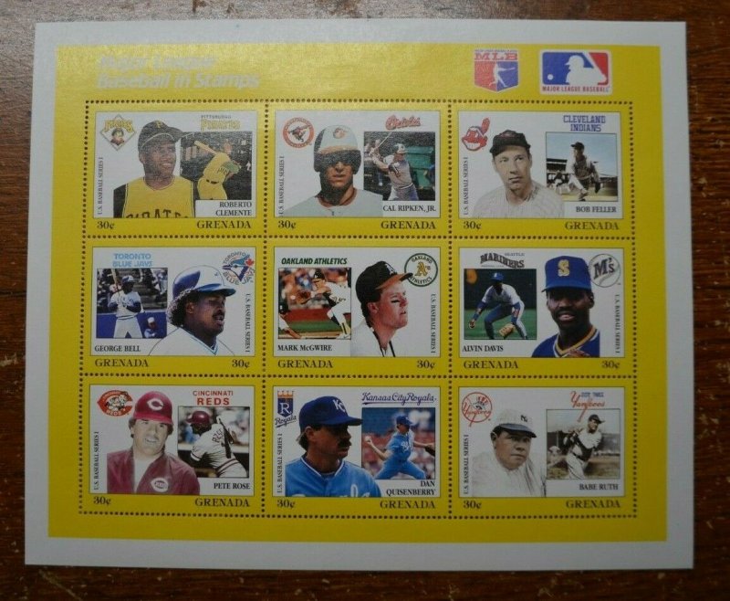 Baseball Stamps - Major League Baseball in Stamps - Sheet of 9 - MNH