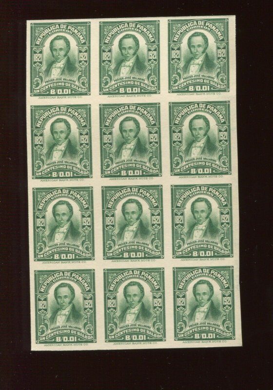 Panama 221 Centenary of Independence India Plate Proof on Card Block 12 Stamps